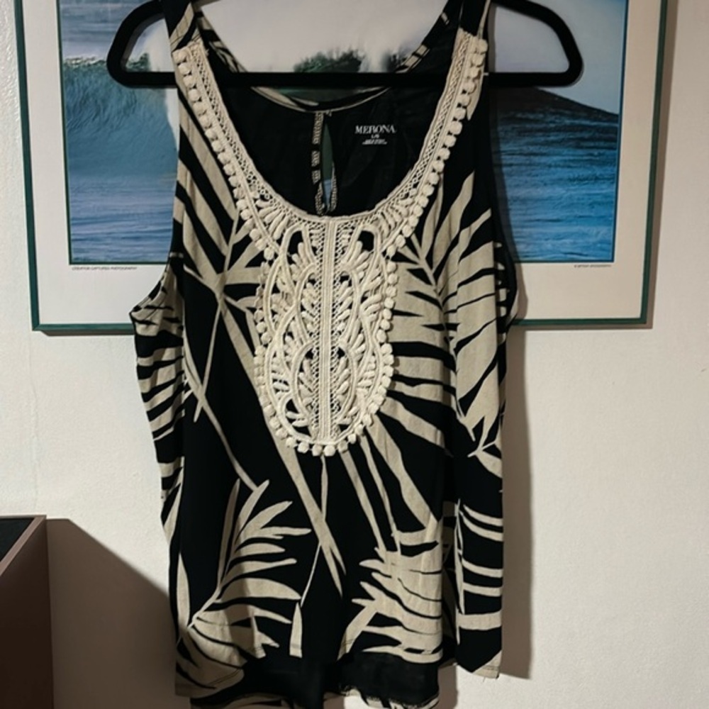 Merona stretch tank with crochet detail size large